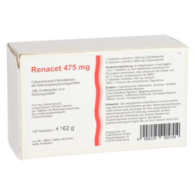 Renacet calcium acetate 475 mg tablets